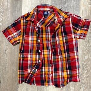 Route 66 Red and Orange Plaid Kids Button Down Shirt